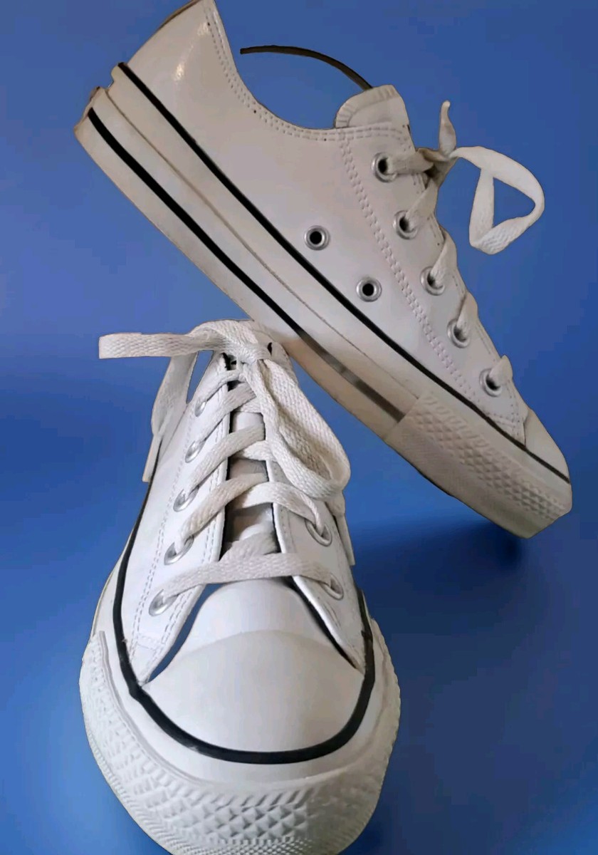 VINTAGE Converse Chuck Taylor Glossy White LEATHER Sneakers