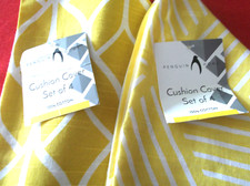 NEU mit Etikett zwei Kissenbezüge gelb/weiß abstrakt 18"x18" (45cmx45cm)