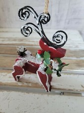 Red glitter reindeer deer ornament access holiday tree