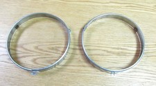 1955 CHEVY HEAD LIGHT HEADLAMP BULB RETAINING TRIM RINGS  PAIR ** USA MADE **