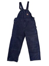 Carhartt Bib Overalls Mens 44x32 Brown Duck Canvas Double Knee Workwear R06