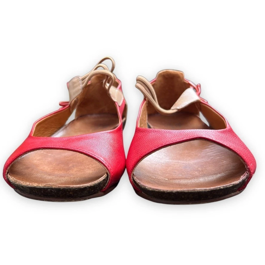 Spring Step L’Artiste Shoes Womens 6 UEU 36 Aside Red Leather Ballet Flats Peep - Image 4 of 4