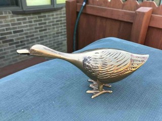 Vintage Brass Goose Figurine Decorative About 10" Long