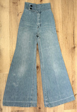 VTG Women's 70s Wrangler High Waist Band Denim Bell Bottom Jeans XXS / Sz 23"