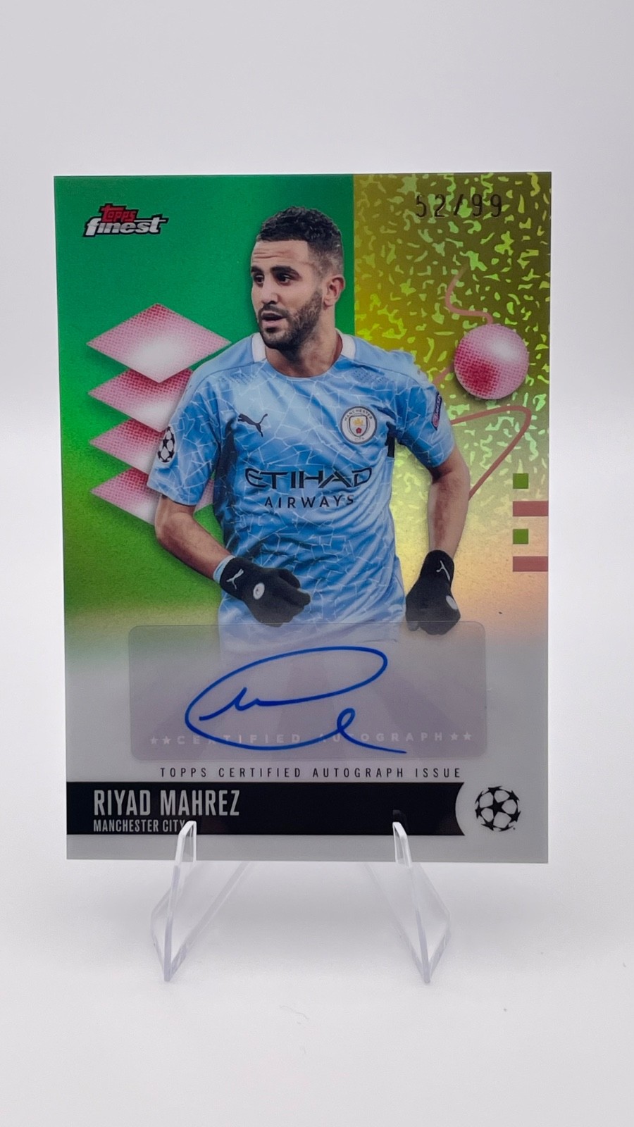 2025-26 Topps Finest UEFA Riyad Mahrez Green Refractor Auto /99 #BA-RY