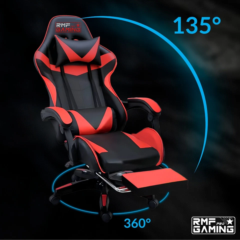 Ergonomischer Gaming Stuhl Rot Schwarz Racing Design mit Armlehnen & Komfort - Bild 3 von 4