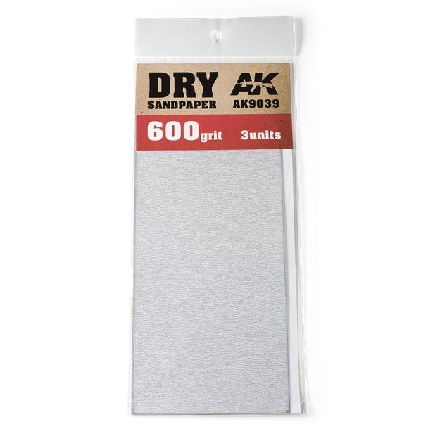 Dry Sandpaper 600 Grit (3pcs) - Hobby Tools - AK Interactive - Brand New