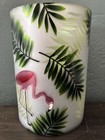Flamingo YANKEE CANDLE 7” Tall Holder. Palm Leaves. Frosted Glass. Pre Owned. — photo 4