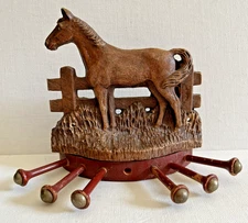 Syroco Wood Horse Wall Holder Tie Belt Key Jewelry Hanger Equestrian Art Design
