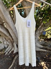 12th Tribe Ivory Crochet Knit Midi Dress Size Small NWT Boho Summer Vacation