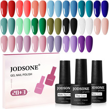 23 PCS Gel Nail Polish Set with Base Glossy and Matte Top Coat Multicolored Gel