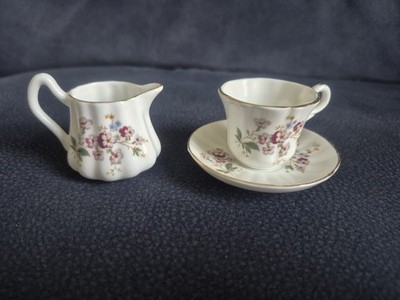 Vintage Coronet Fine Bone China Tasse Untertasse Milchkännchen Kanne Set Staffordshire klein