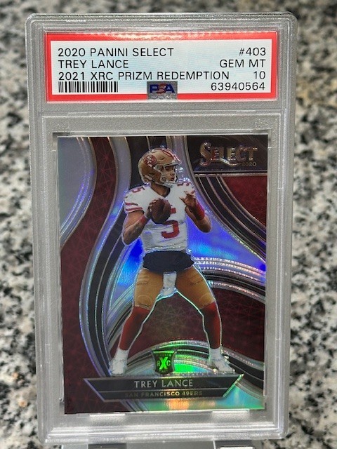 TREY LANCE 2020 PANINI SELECT XRC PRIZM REDEMPTION RC PSA 10 GEM MINT CHARGERS