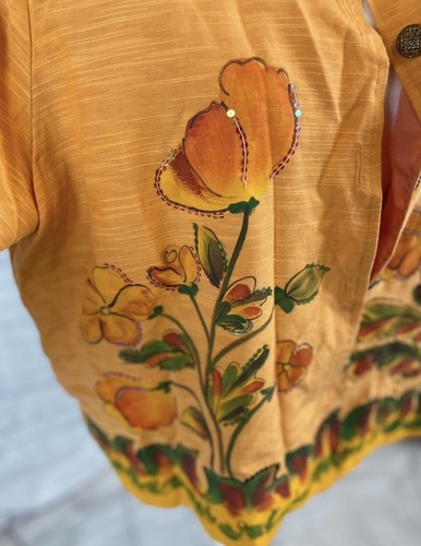 Alex Kim Vintage Art Orange Floral Painted Jacket Blazer Woman’s Lady Size 2XL - Bild 3 von 20