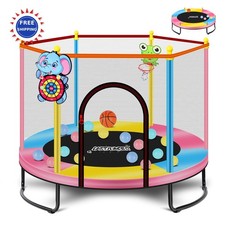 Toddler Trampoline 5ft Indoor with Enclosure Basketball Hoop Balls 1-3 60 5ft