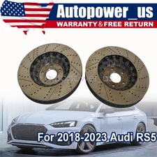 FITS FOR 2018-2023 AUDI RS5 2PCS FRONT DRILLED BRAKE DISC ROTORS 375MM US