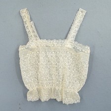 VTG 50s Mode O Day Lace Camisole Top XS Ivory Floral Embroidered Sheer Lingerie