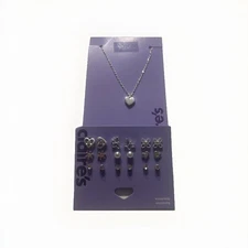 Claire's 9 Pair Earrings And Heart Necklace Set Sensitive Solutions