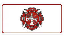 firefighter logo white license plate made in usa