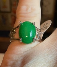 Genuine Natural GREEN Chrysoprase/Chalcedony Gemstone Ring Size 6 1/2