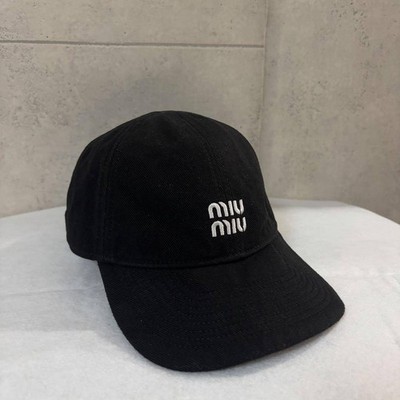Miu Miu Baseball Cap Denim Black L - Authentic Logo Hat Adjustable