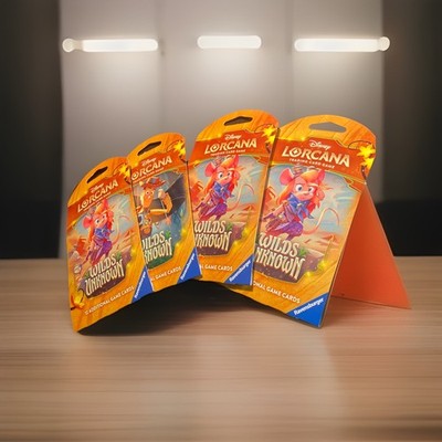 Disney's Lorcana ''Wilds Unknown'' Trading Cards 4 Booster Packs Sealed Disney Lot