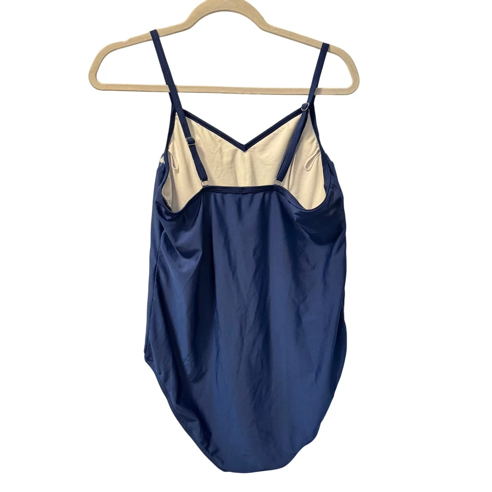 Traje de baño Robbie Brooks para dama talla 1X azul tie-dye de una pieza correas ajustables Foto 4 de 4