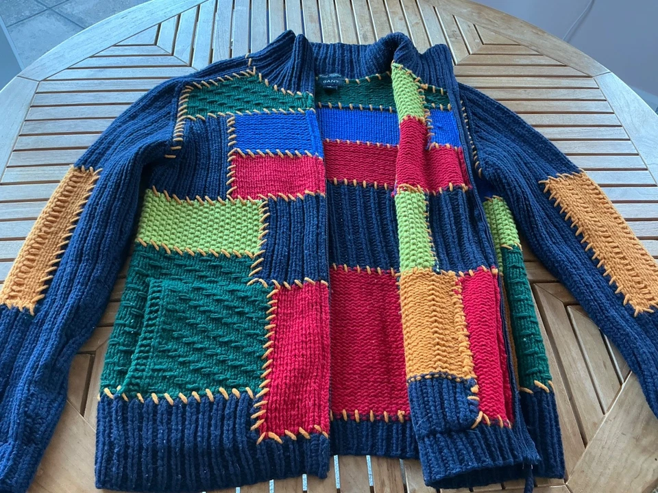 REDUCED RARE GANT Men's Chunky Hand Knitted Full Zip Size Medium HARDLY WORN - Image 4 of 4