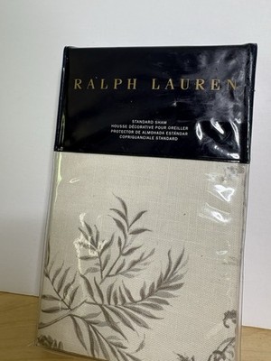 Ralph Lauren Hoxton Ainslie Standard Pillow Sham Cream Grey Floral Cotton 20x28