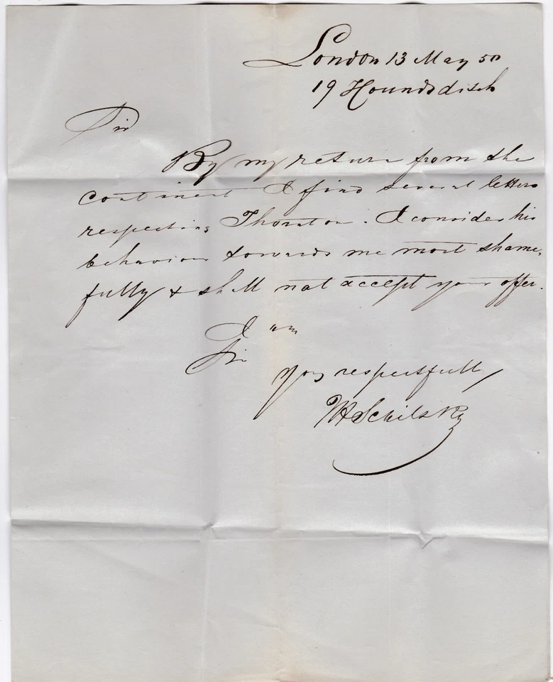 1850 QV FINO CUATRO MÁRGENES 1d PENNY SELLO ROJO FL EN LONDRES CARTA A SHEFFIELD Foto 2 de 3