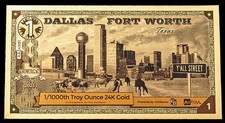 2025 Dallas FT Worth Texas TX 1 Goldbacks 1/1000th Troy Oz 24KT .9999 Gold Backs