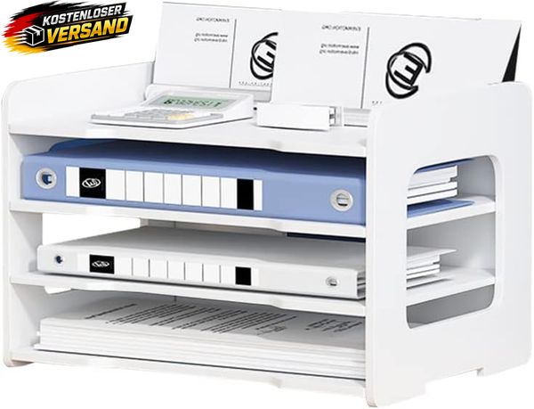 A4 Schreibtisch-Organizer 5-Tier Briefablage Stapelbar Dokumentenablage BüRo Sch-image