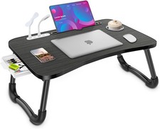 Laptop Lap Desk Foldable Laptop Table Tray 4 USB Ports Storage Drawer Cup Holder