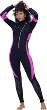 Seaskin Women's Full Wetsuit, 3mm Front Zip Neoprene, Black/Pink, Large, NWT