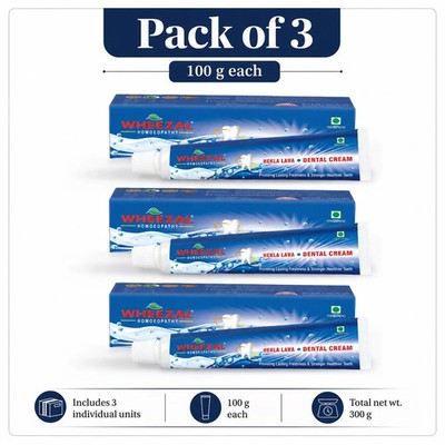 Wheezal Hekla Lava Dental Cream Toothpaste 100g Pack of 3 Tubes Free Ship