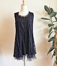 Pretty Angel Black Lace Button Down Mini Dress Small Victorian Whimsygoth Fairy