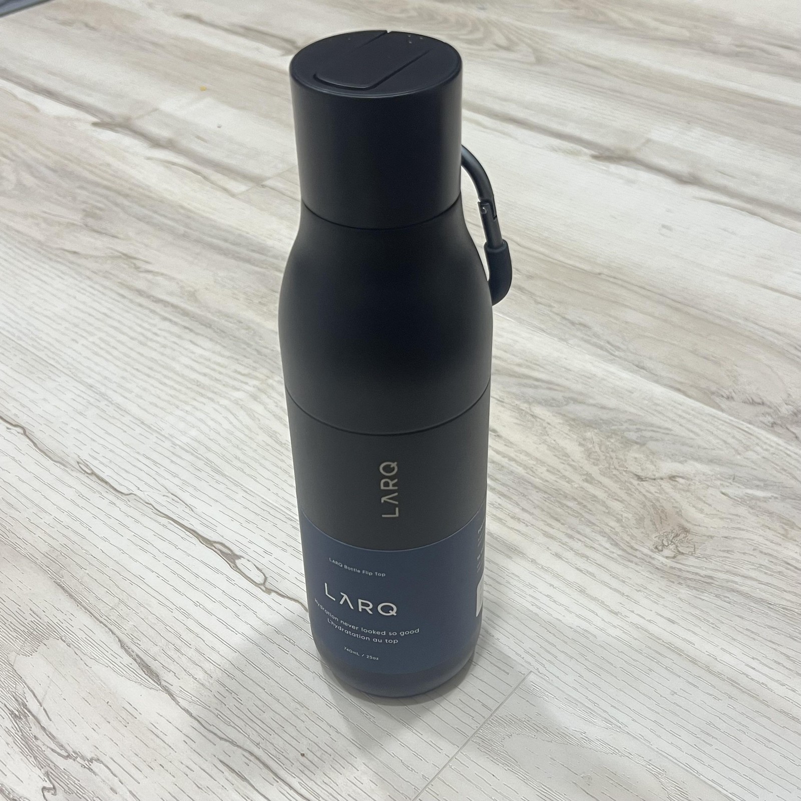 LARQ Bottle Flip Top 25oz Insulated Stainless Steel Water Bottle Obsidian Black