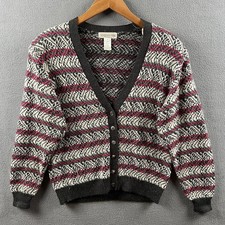 Jones New York Sweater Womens Small Wool Blend Funky Button Front Cardigan VTG