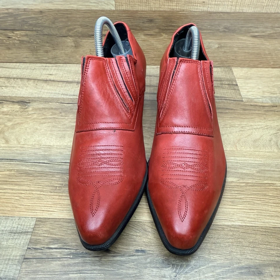 Zapatos occidentales de cuero rojo Durango para mujer 9,5 M punta puntiaguda sin cordones botín de vaquera Foto 2 de 4