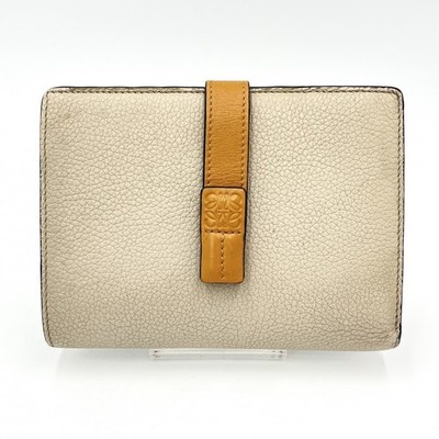 LOEWE Anagram Vertical Wallet Bifold Leather Ivory Orange