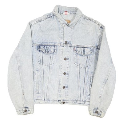 LEVI'S Herren Blau Denim Baumwollmischung Trucker Jacke L Klassisch Knopf