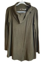 Soft Surroundings S Miranda Cardigan Tunic Sweater wool bl olive green wrap