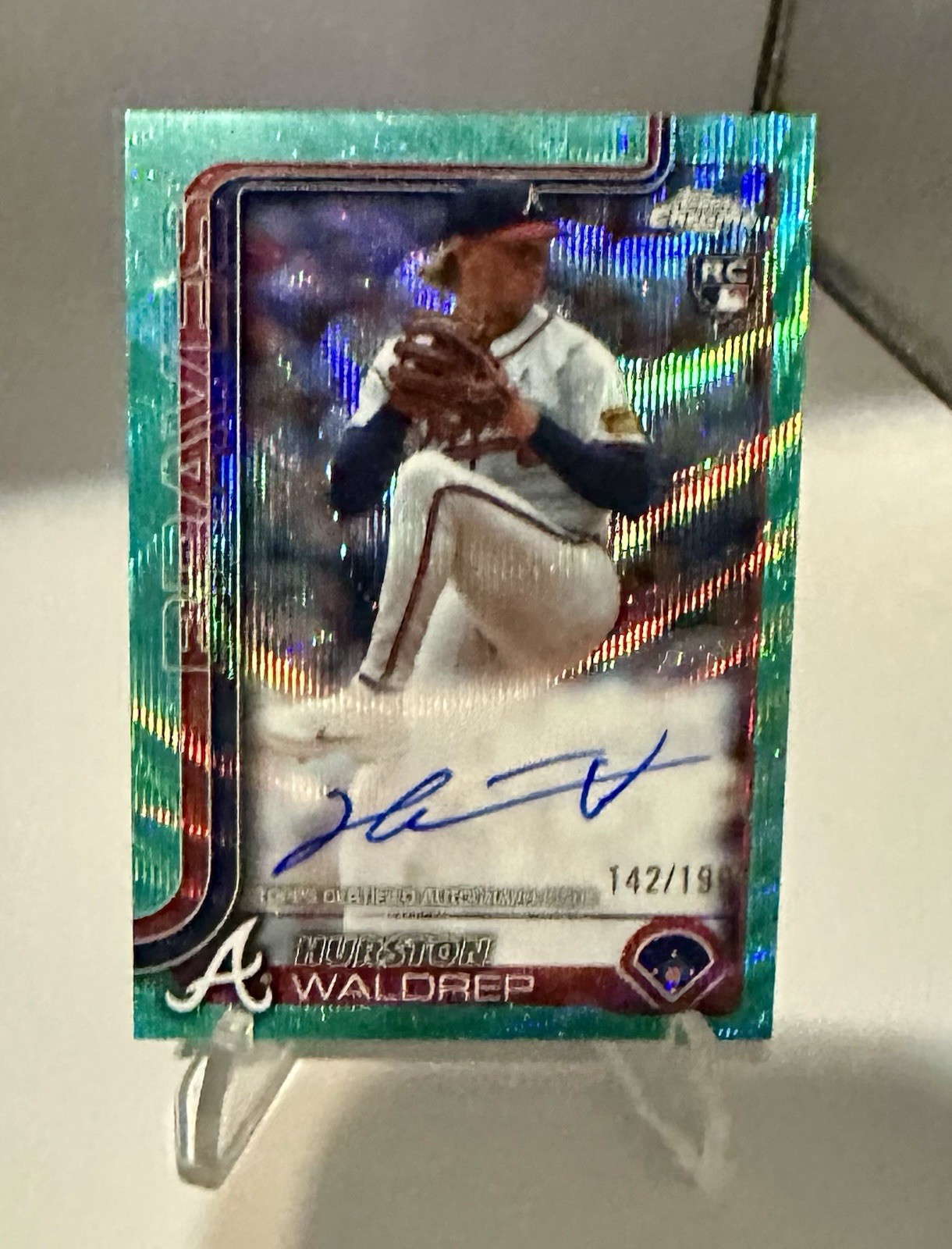 2025 Topps Chrome - Hurston Waldrep Rookie Auto RC Aqua Wave Refractor #/199 RC
