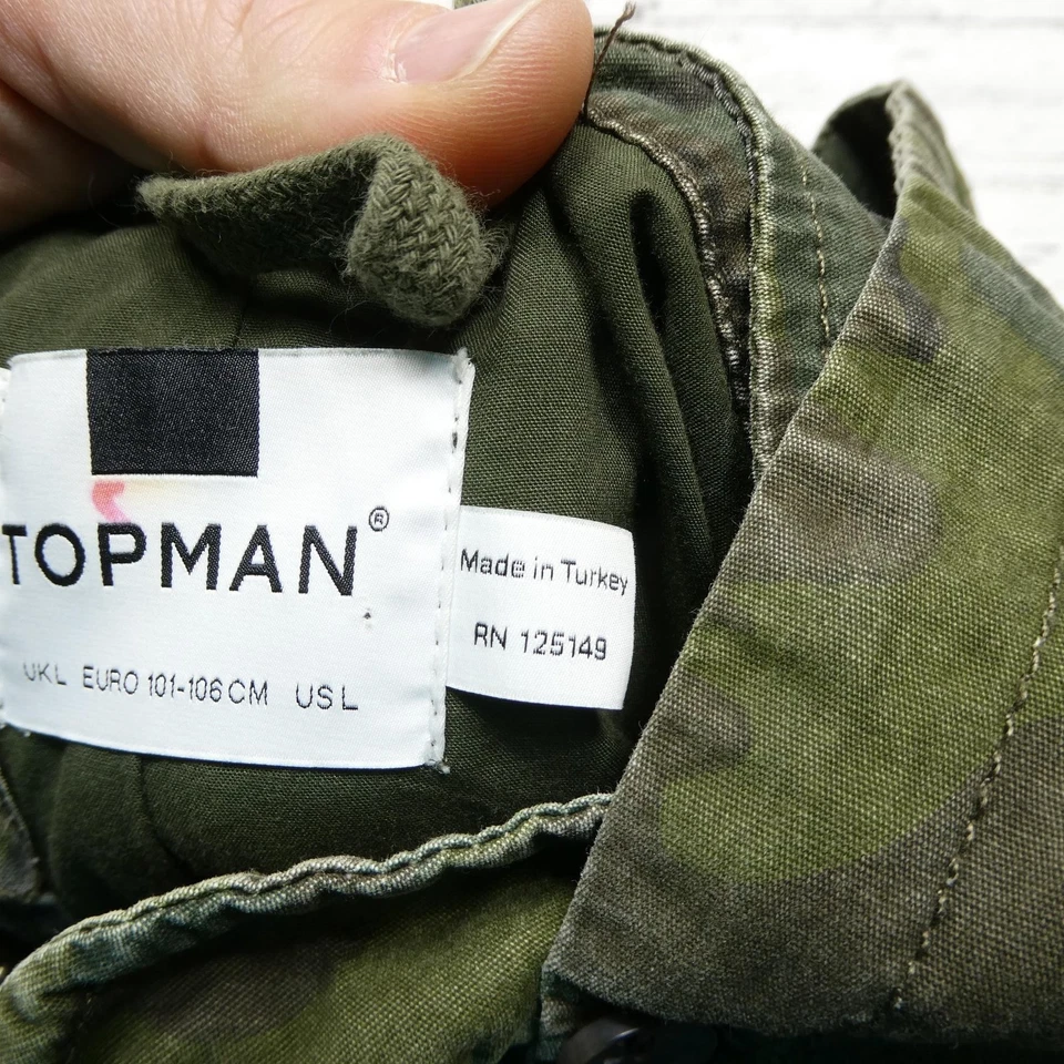 Chaqueta Topman Para Hombre Grande Verde Ejército Camuflaje Con Capucha Cola de Pescado Parka Abrigo de Algodón Foto 4 de 4