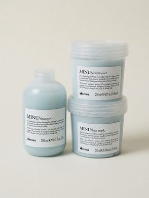 Davines MINU Hair Care Set: Shampoo, Conditioner, Mask with Caper Blossom