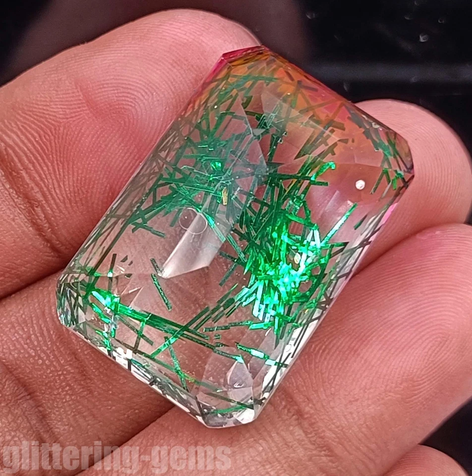 Natural Bi-Color Rutilated Quartz 72.35 Ct Emerald Cut IGL Certified Gems 5ADX - Image 3 of 4