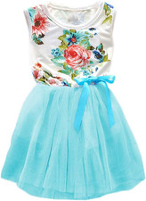 Little Girls Sleeveless Floral Princess Dress Tulle Tutu Sundress