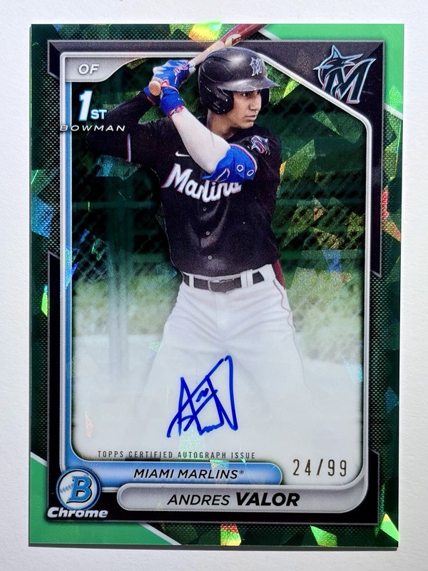 2024 Bowman Chrome Sapphire Andres Valor 1st Green Auto /99 CSPA-AV