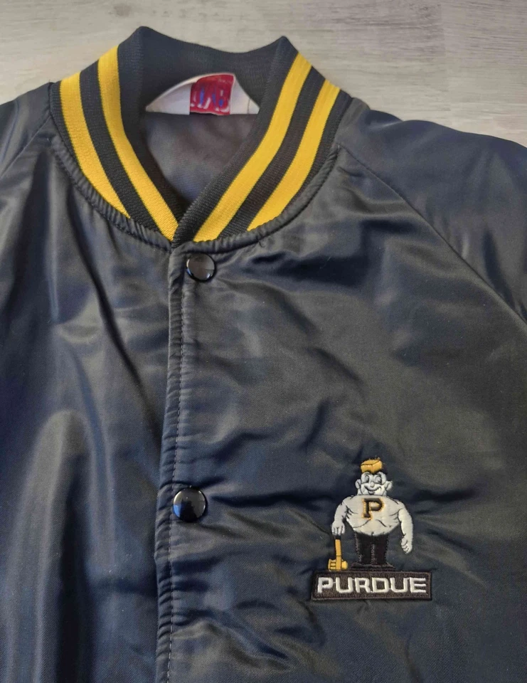 Veste College Bombers ou Teddy satin Vintage An 80 vintage US Purdue Mixte S - Photo 3/4