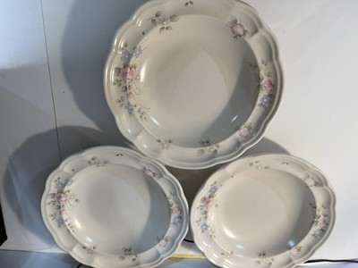 3 Pfaltzgraff Tea Rose Large Rimmed Soup Bowl 9 1/4'' USA EUC (3pieces) 